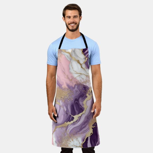 Goud, roze graniet, wit marmeren ontwerp schort (Gedragen)