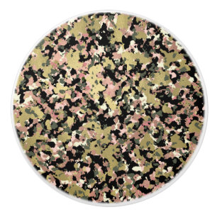 Goud Roze Groen Zwart Camouflage Patroon Print Keramische Knop