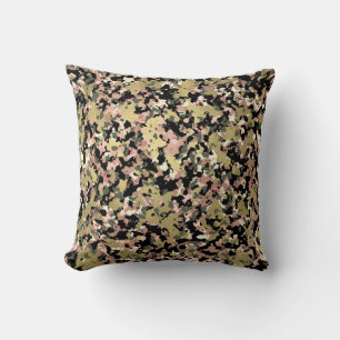 Goud Roze Groen Zwart Camouflage Patroon Print Kussen