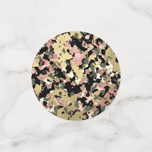 Goud Roze Groen Zwart Camouflage Verjaardagsfeestj Confetti (Kleine voorkant)