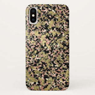 Goud Roze Groen Zwart Camouflagepatroonprint iPhone X Hoesje