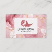 Goud Roze Marmeren Haar Stylist Haarsalon Visitekaartje (Achterkant)