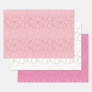 Goud Roze Meisje Glam XOXO Inpakpapier Vel