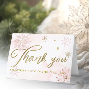 Goud Roze Sneeuwvlok Meisje Baby Shower Bedankt