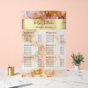 Goud Roze Waterverf Faux Folie prijslijst Acryl Bord