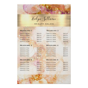 Goud Roze Waterverf Faux Folie prijslijst Glossy Perfect Poster