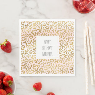 Goud Roze Wit Luipaard Print Servet