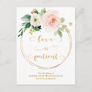 Goud Roze Witte Bloemen Liefde Is Geduldig Trouwen Briefkaart