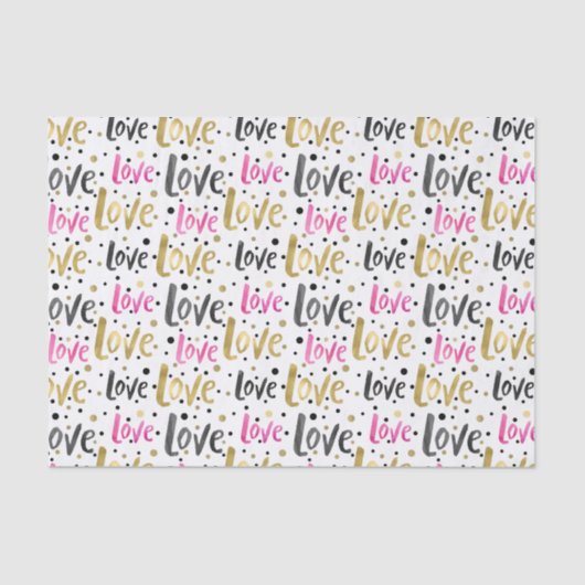 Goud Roze Zwart Confetti Liefde Tissuepapier (Voorkant)