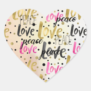 Goud Roze Zwart Confetti Liefde Vrede Hart Sticker