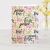 Goud Roze Zwart Confetti Liefde Vrede Kaart (Gele Bloem)