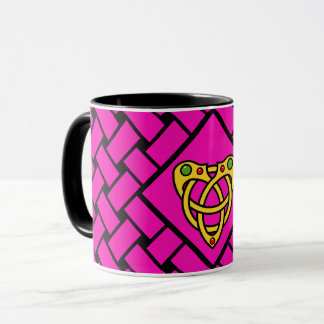 Goud/roze/zwarte banden/weve, Keltische hartknoop Mok