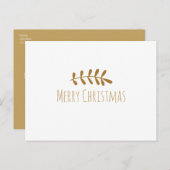 Goud Rustiek Blad Elegant Eenvoudig Wit Modern Feestdagenkaart (Voorkant / Achterkant)