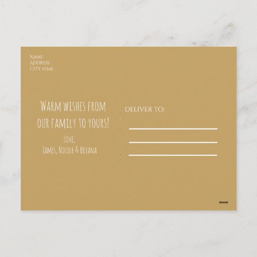 Goud Rustiek Blad Elegant Eenvoudig Wit Modern Feestdagenkaart (Achterkant)