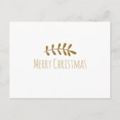 Goud Rustiek Blad Elegant Eenvoudig Wit Modern Feestdagenkaart (Voorkant)