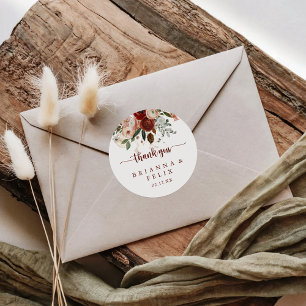 Goud rustieke bloemen dank u bruiloft gunst ronde sticker
