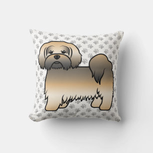Goud Sable Lhasa Apso Cartoon Hond & Pootjes Kussen