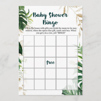 Goud Safari Baby Shower Bingo Spel Kaart