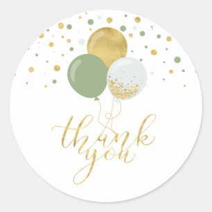 Goud & Salie Groene Ballonnen Feest Favoriet Dan Ronde Sticker