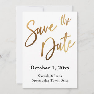 Goud Save the Date Typografie, Bokeh Zwarte Achter