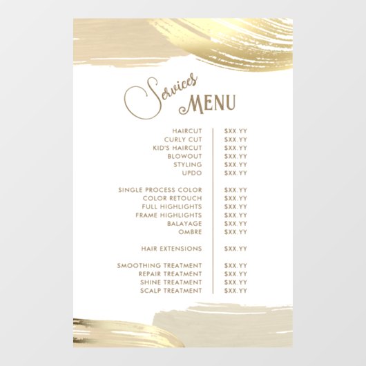 Goud Schilderborstel Streken Diensten Menu Raamsticker (Vel)