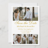 Goud Script 4 foto's collage boho opslaan van de d Kaart (Voorkant)