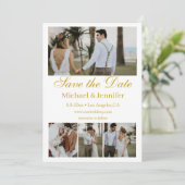 Goud Script 4 foto's collage boho opslaan van de d Kaart (Staand voorkant)