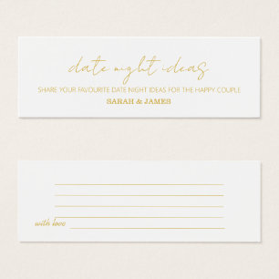 Goud Script Datum Nacht Bruids Bruiloft Douche Kaa Mini Visitekaartjes