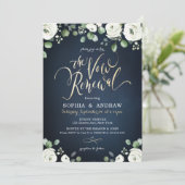 Goud script marjoor wit floral the vow vernieuwing kaart (Staand voorkant)