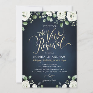 Goud script marjoor wit floral the vow vernieuwing kaart