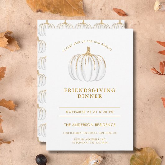 Goud Script Pompoen Thanksgiving Friendsgiving Kaart
