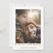 Goud script: rode kersttaartenfoto feestdagenkaart (Voorkant)