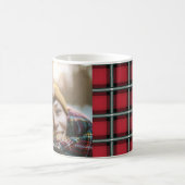 Goud script: rode kersttaartenfoto koffiemok (Center)