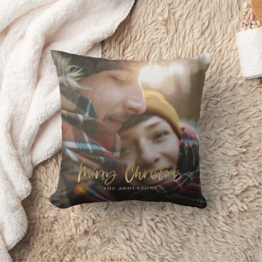 Goud script: rode kersttaartenfoto kussen (Deken)