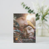 Goud script rode platte Thanksgiving 1 fotovakanti Feestdagenkaart (Staand voorkant)