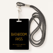 Goud Script Terug naar School Badkamer Hall Pass Badge (Voorkant met draagriem)