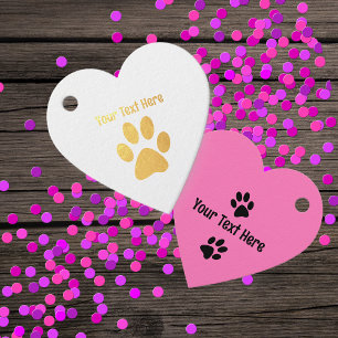 Goud silhouet Kattenpoot Print Roze Hart Bedankjes Labels
