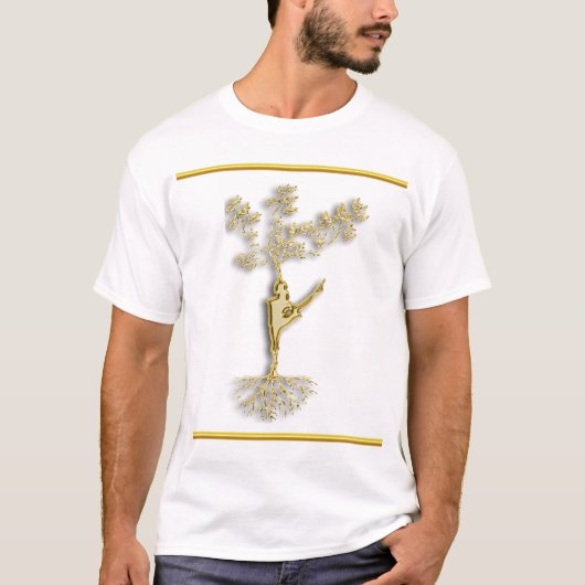 Goud Silhouette vrouwen dansend in een boom T-shirt (Voorkant)
