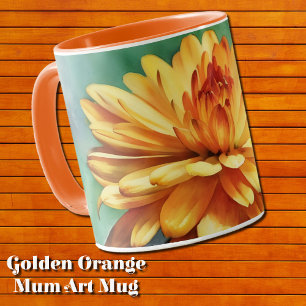 Goud Sinaasappel Flower Mum Art Mok Cup