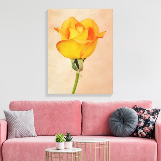 Goud Sinaasappel Single Roos Flower Art Canvas Afdruk (Insitu (Woonkamer))