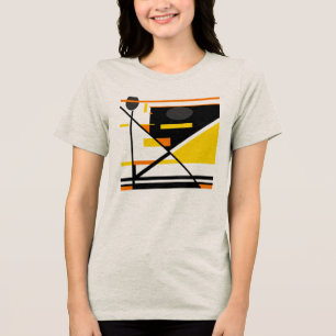 Goud Sinaasappel Zwart Hedendaags Abstract Design Tri-Blend Shirt