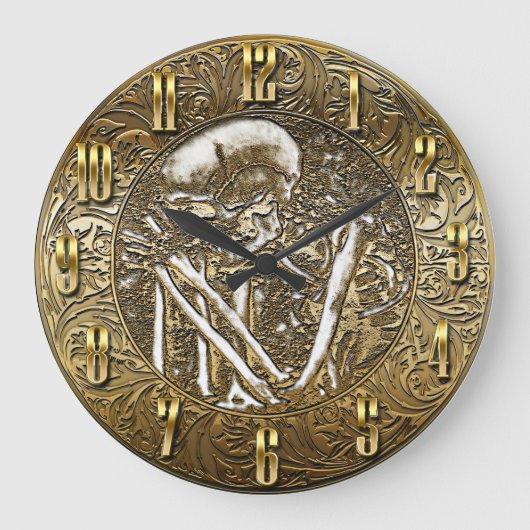 Goud Skeletspieren  Treasure Coin Grote Klok (Voorkant)