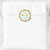 Goud Sky Blue Baby shower Oh Baby Favor Sticker (Tas)