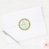 Goud Sky Blue Baby shower Oh Baby Favor Sticker (Envelop)