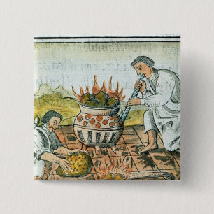 Goud smelten en gieten in het Aztec-imperium Vierkante Button 5,1 Cm