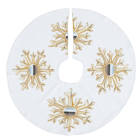 Goud Snowflakes Imitatie Linnen Kerstboom Kleed (Voorkant)