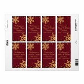 Goud Snowflakes Rood kerstfeestdag Wijnlabel Etiket (Full Sheet)