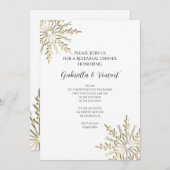 Goud Snowflakes Winter Weddenschap Kaart (Voorkant / Achterkant)