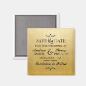 Goud sparen de datum Elegante Magneetbruiloft Magneet (Voorkant / Achterkant)