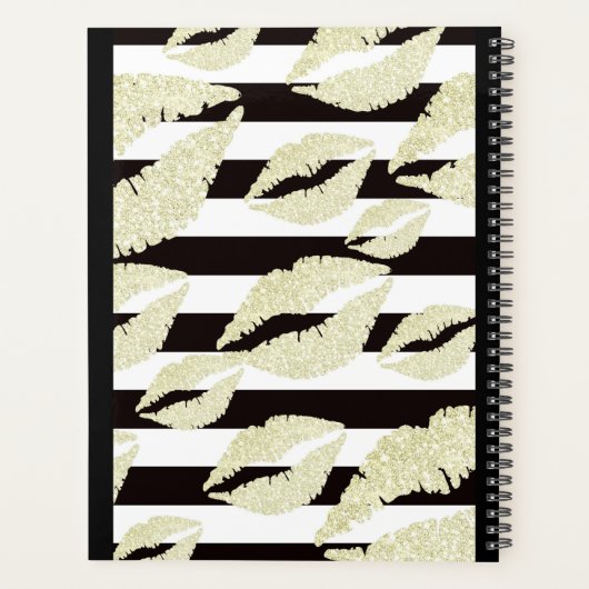 Goud Sparkle Lips Monogram Planner (Achterkant)